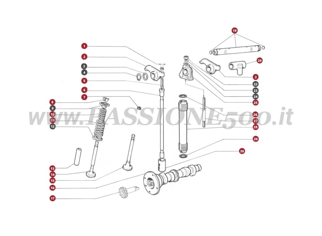 ESPLOSO 6M – Comando valvole FIAT 500F