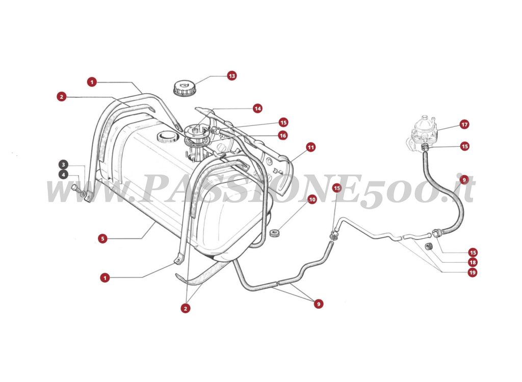 ESPLOSO 7M – Serbatoio e alimentazione benzina FIAT 500F