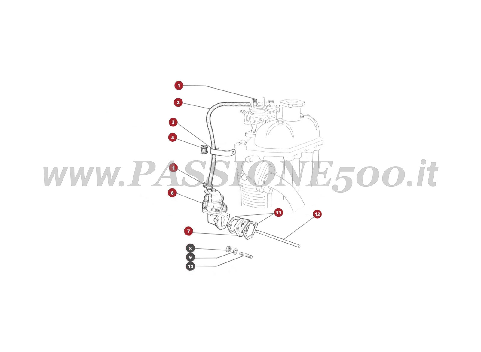 ESPLOSO 8M – Pompa benzina FIAT 500F