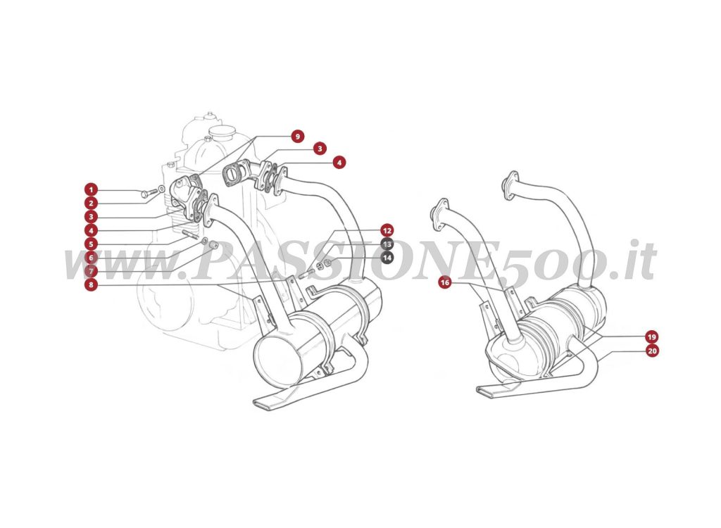 EXPLODED VIEW 11M – Exhaust system FIAT 500L