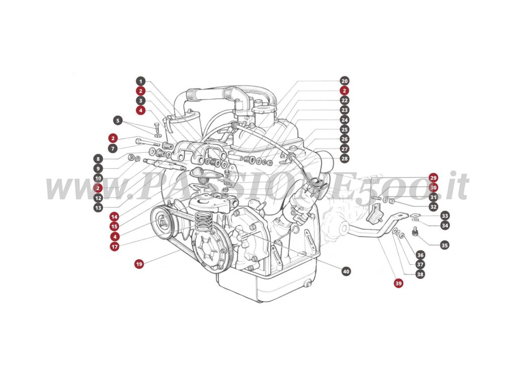 ESPLOSO 26M – Sospensione motore e cambio FIAT 500F