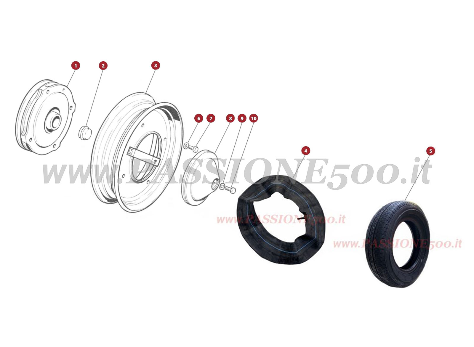 VUE EN ÈCLATÈ 32M – Pneus, Roues enjoliveur et Jantes FIAT 500L