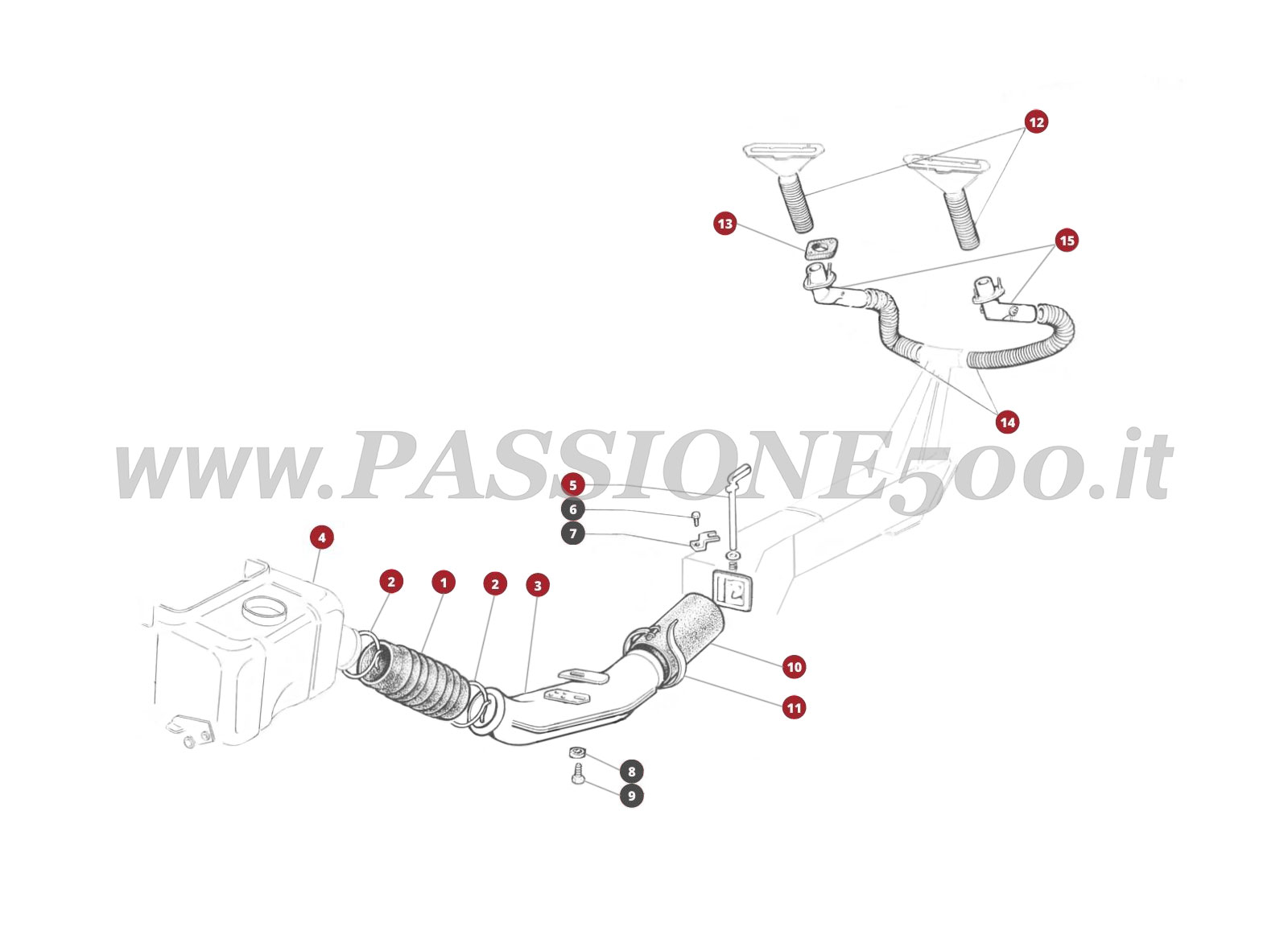 ESPLOSO 33M – Sistema aria riscaldamento abitacolo FIAT 500F