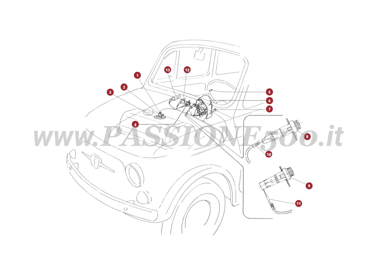 EXPLOSIONSZEICHNUNG 34/3M – Anzeigevorrichtungen FIAT 500F