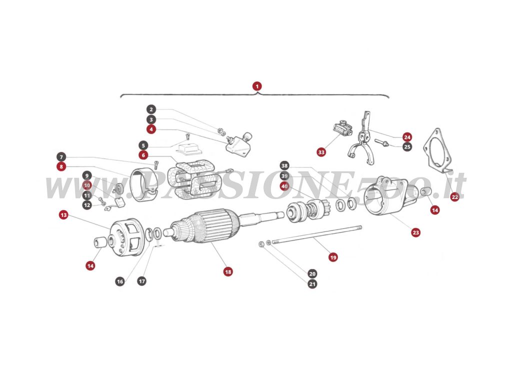 ESPLOSO 39M – Motorino di avviamento FIAT 500F