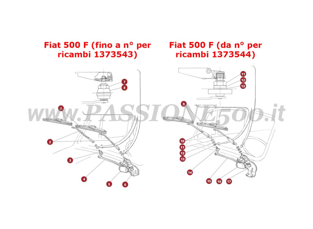 ESPLOSO 44M – Impianto tergicristalli FIAT 500F