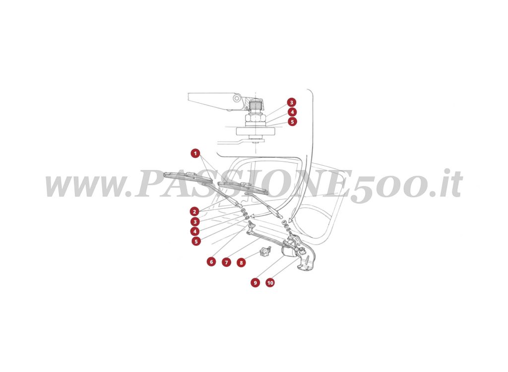 EXPLODED VIEW 44M – Wiper system FIAT 500R