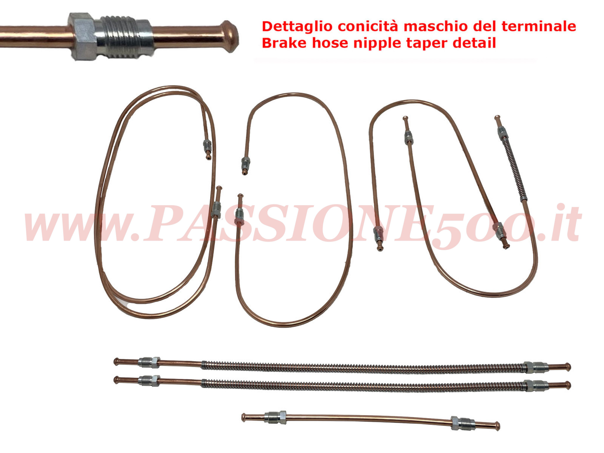 kit tubi freno rame Fiat 500 F L R