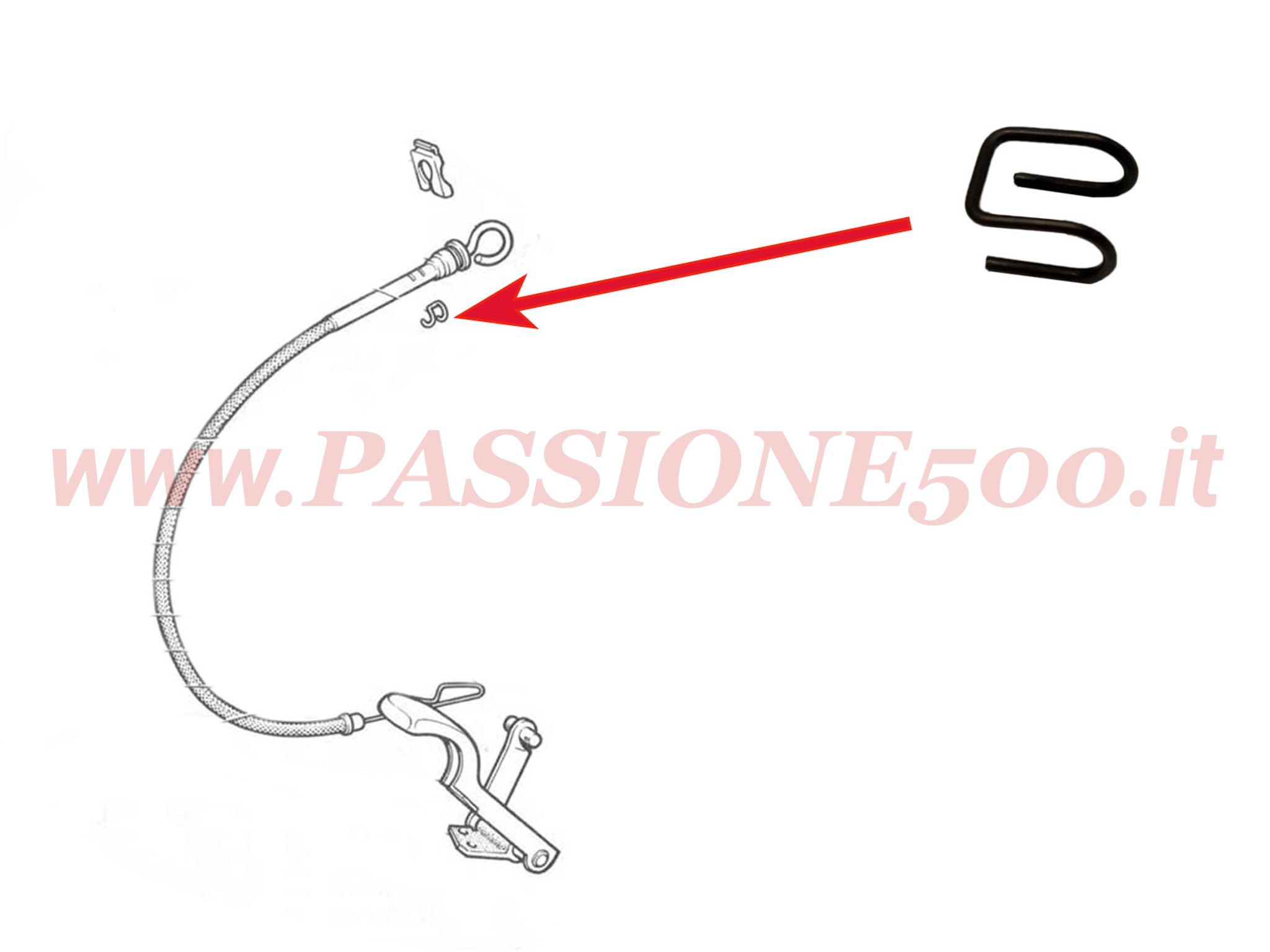 molletta ritegno cavo acceleratore a mano Fiat 500