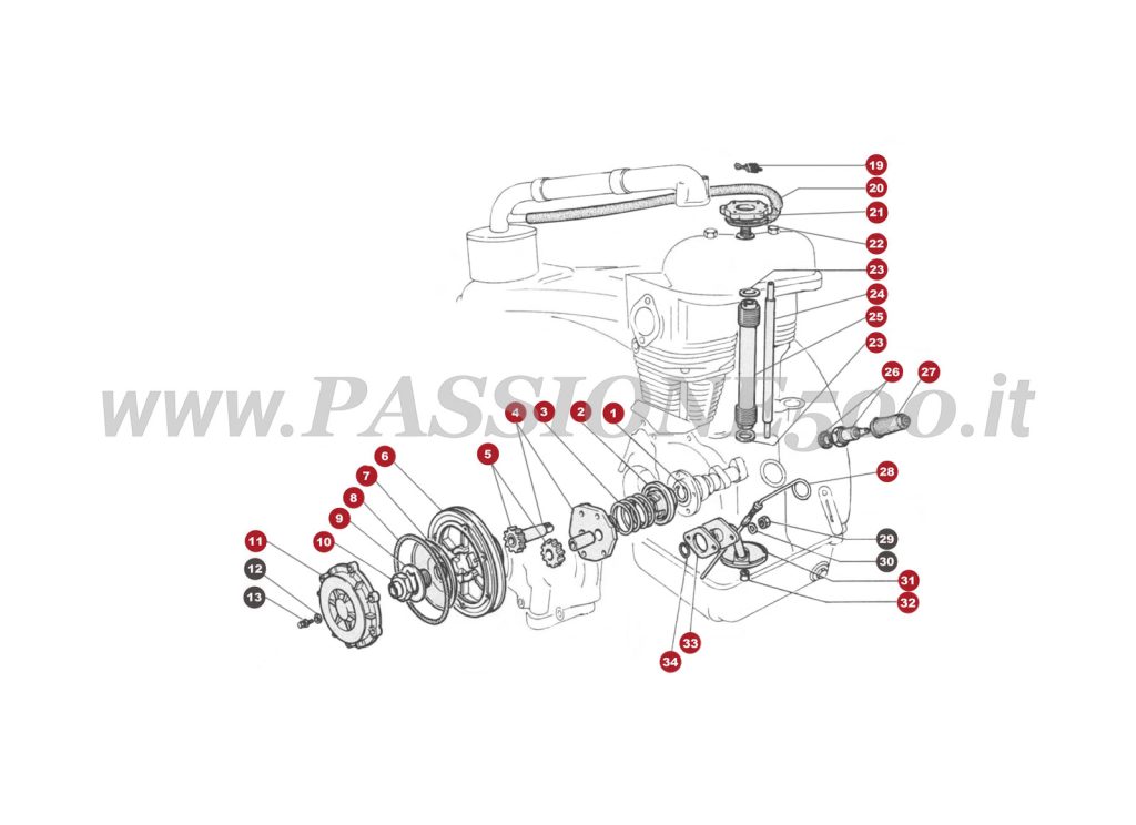 EXPLODED VIEW 12M – Oil system FIAT 500R