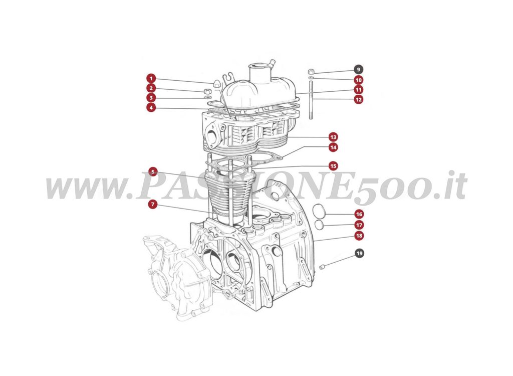 ESPLOSO 1M – Organi principali FIAT 500F