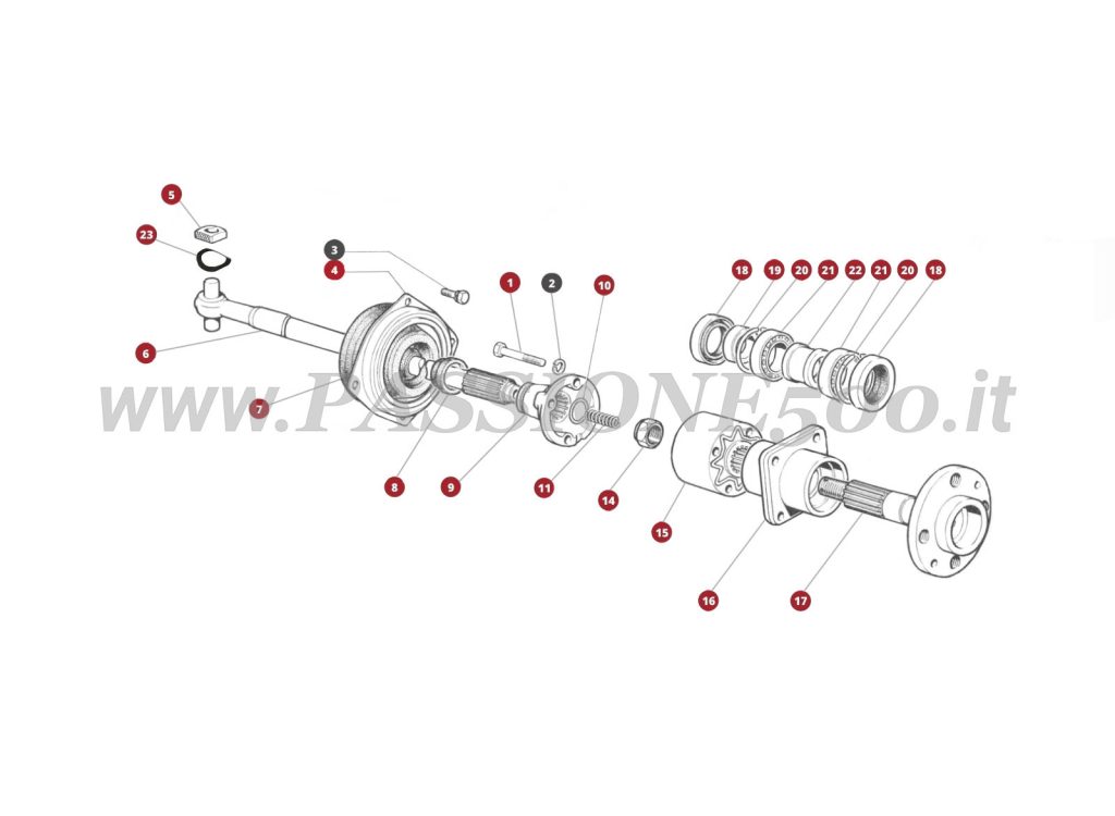 EXPLODED VIEW 22M – Axel shaft system FIAT 500R