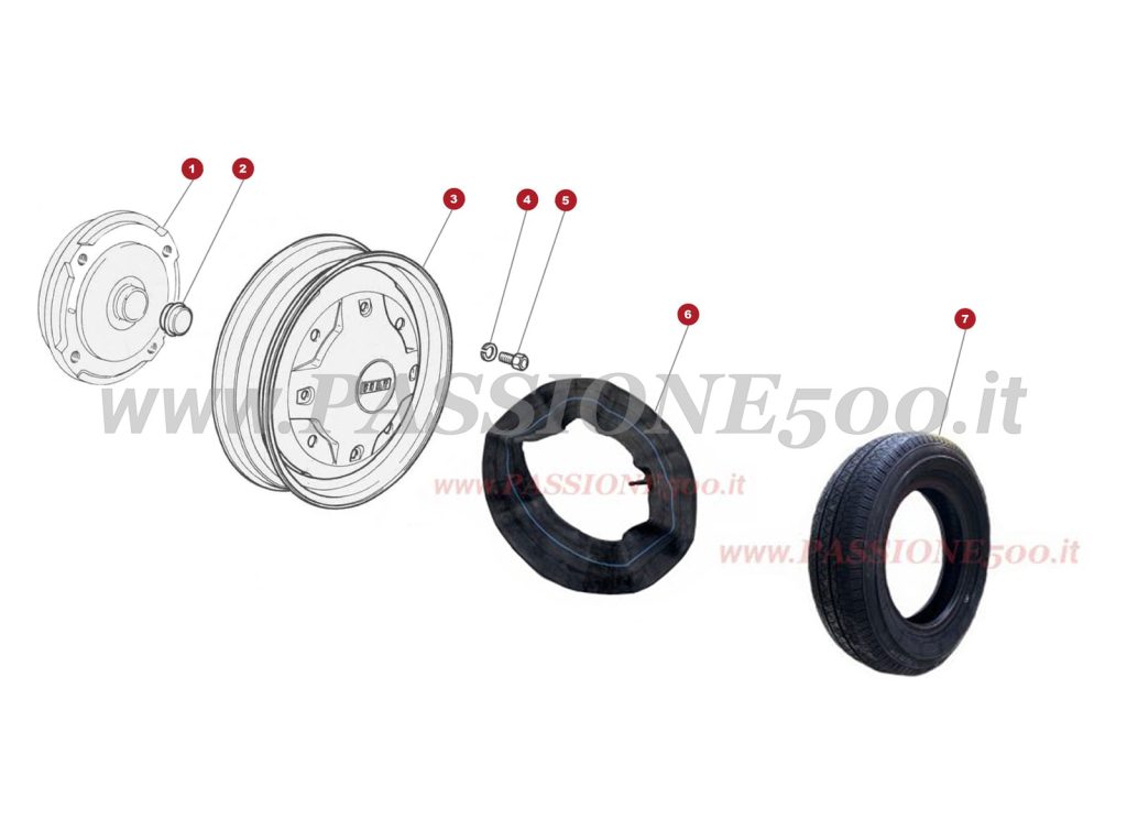 EXPLODED VIEW 32M – Tyres and Wheels FIAT 500R