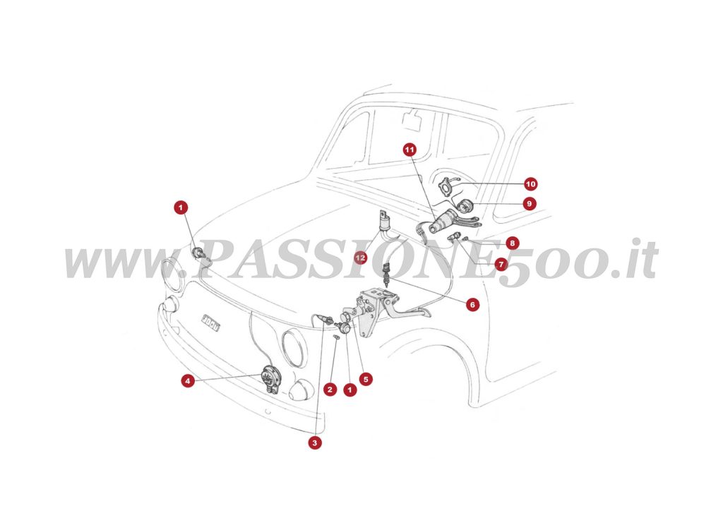 EXPLODED VIEW 34/2M – Outer signalling devices FIAT 500R