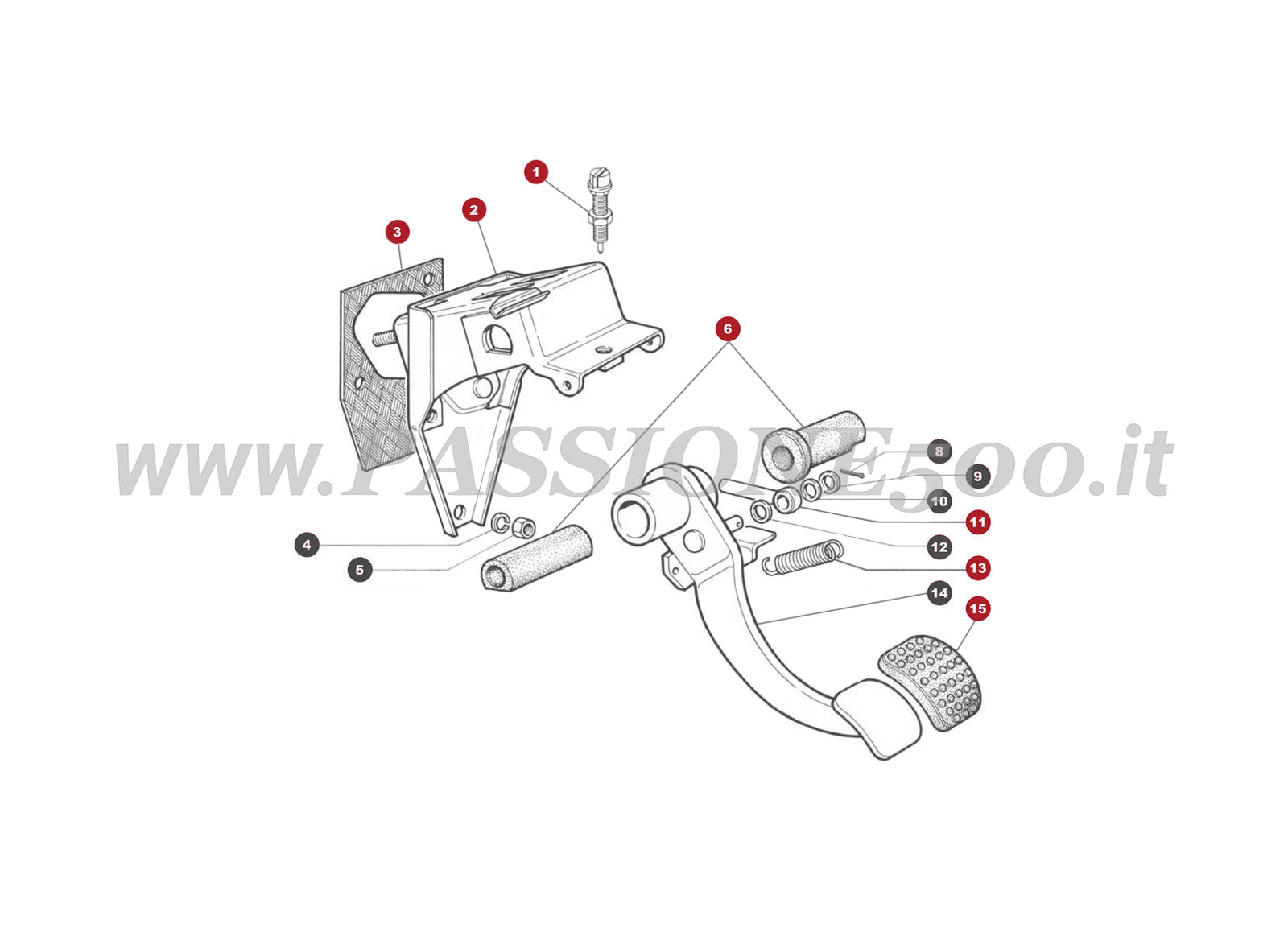 ESPLOSO 23/1M – Comando a pedale freni FIAT 500R