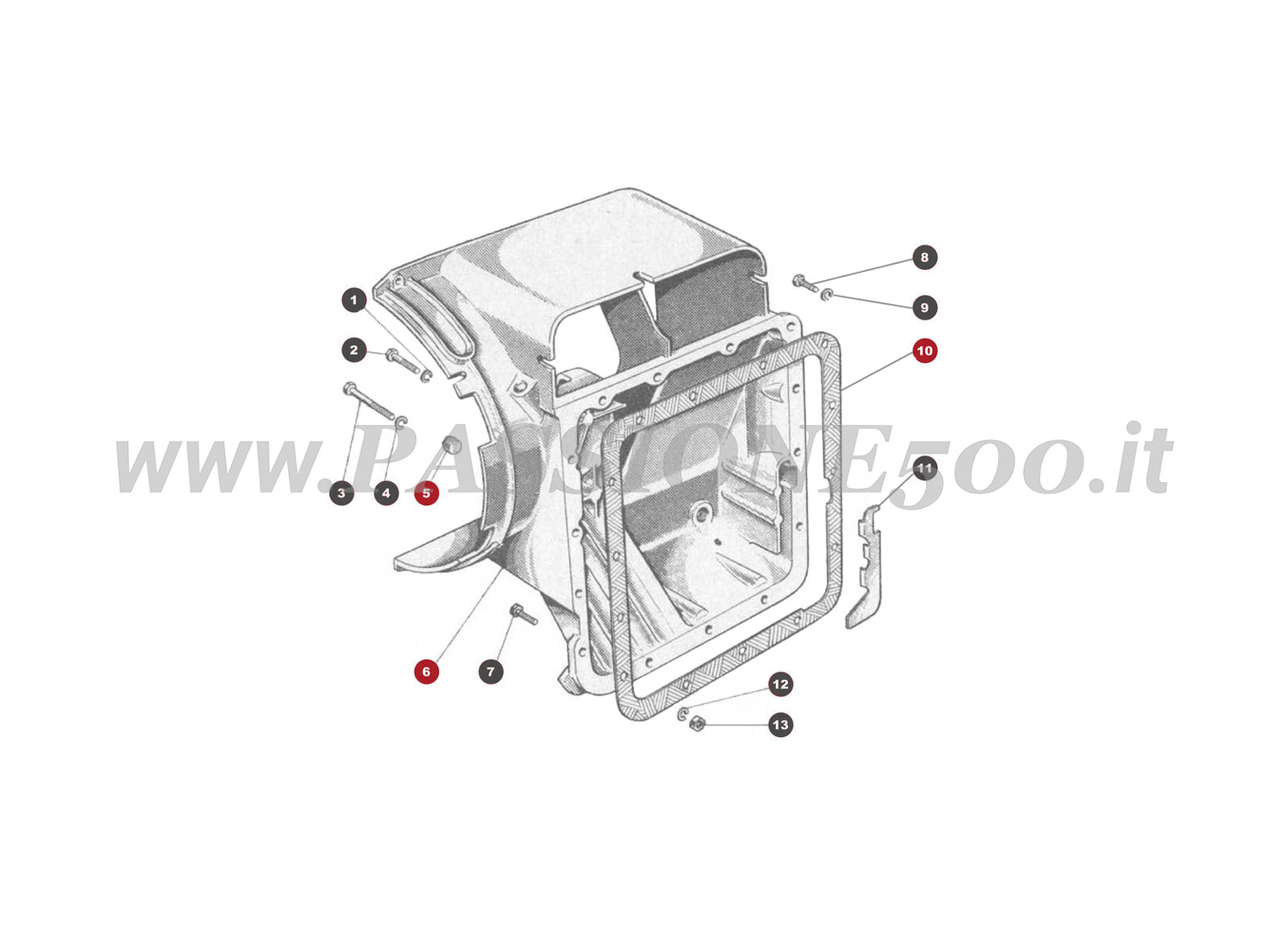 EXPLODED VIEW 2M – Oil sump FIAT 500 Giardiniera Base D