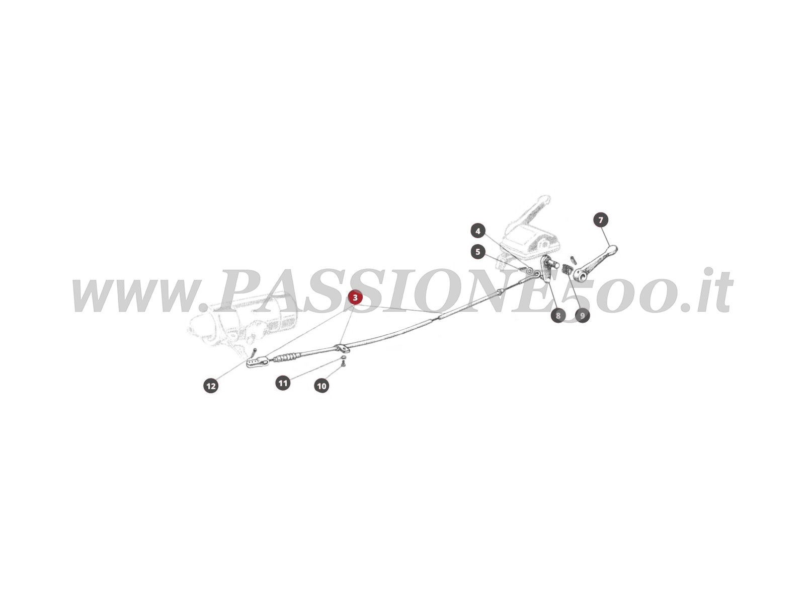 ESPLOSO 37M – Comando motorino di avviamento FIAT 500N