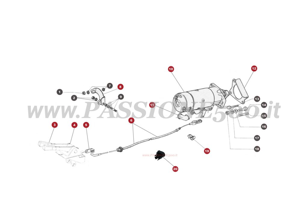 EXPLODED VIEW 37M – Starter motor system FIAT 500R
