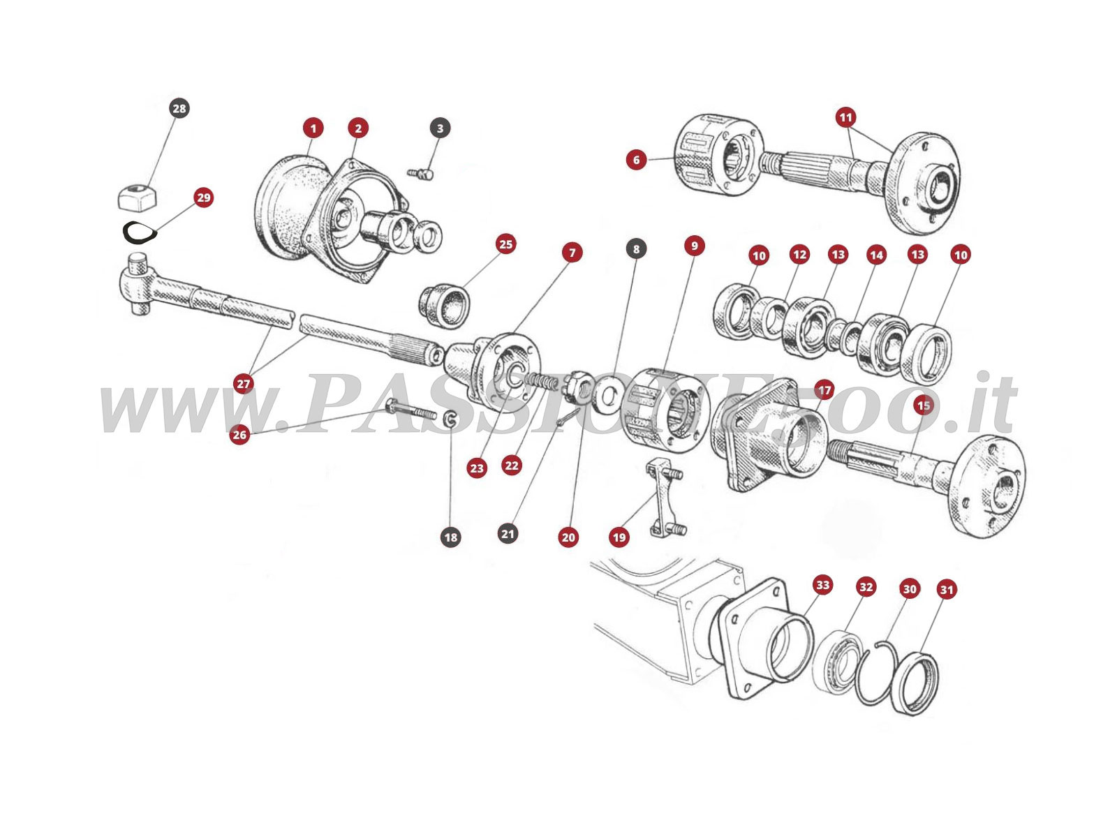 EXPLODED VIEW 22M – Axel shaft system FIAT 500 Giardiniera Base D