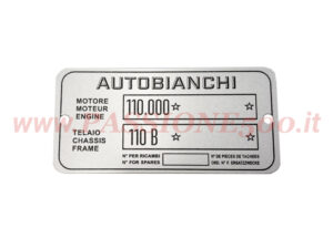 targhetta identificativa autobianchi bianchina trasformabile