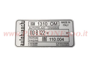 targhetta identificativa autobianchi bianchina cabriolet