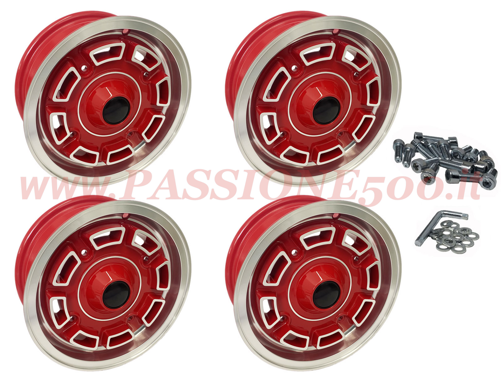 cerchi lambo rossi Fiat 500 Giardiniera