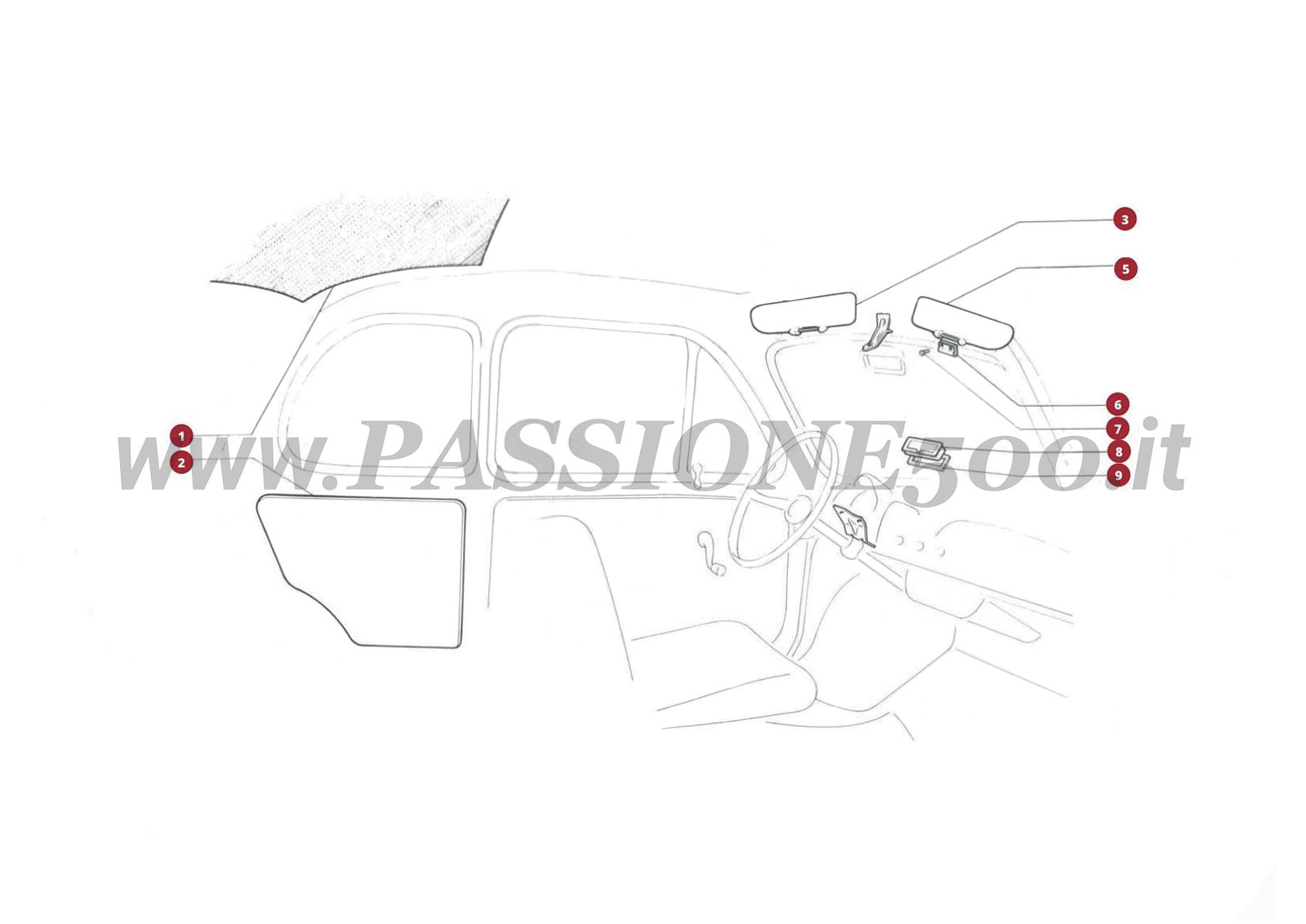 VUE EN ÈCLATÈ 19C – Détail Intérieur FIAT 500F