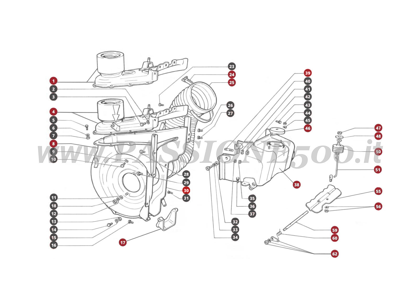 ESPLOSO 13M – Aria e raffreddamento FIAT 500F