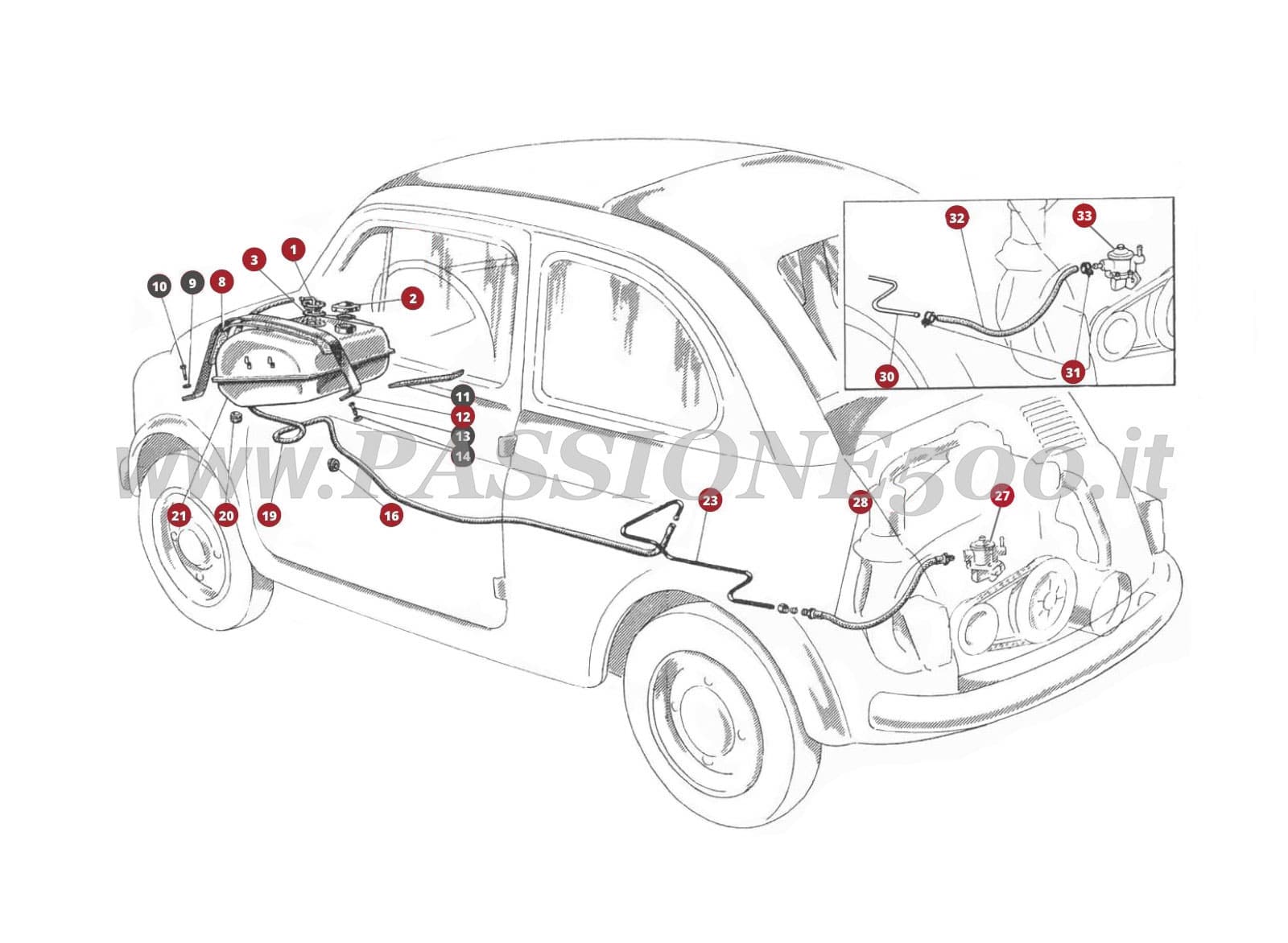 ESPLOSO 7M – Serbatoio e alimentazione benzina FIAT 500D